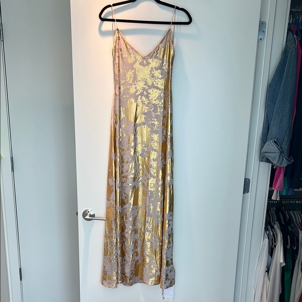 Commense Metallic Floral Maxi Dress
